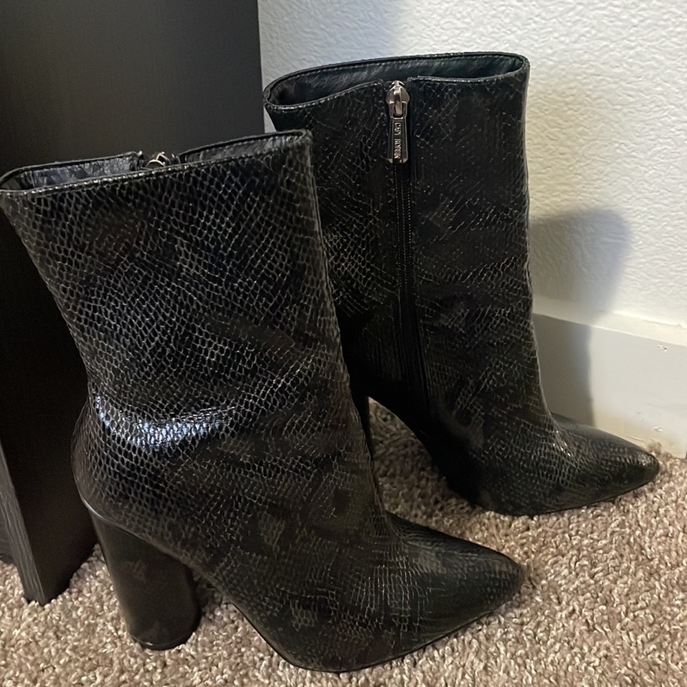 Cape Robbin Faux Snakeskin Heeled Boots - Picture 2 of 7